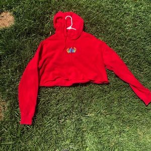 Flame Flower Red Crop Top Hoodie